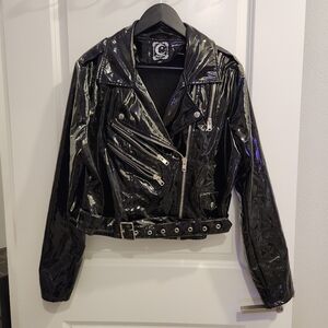 Killstar Women's (biker) jacket KILLSTAR - Exene Gloss PVC Latex wet look jacket